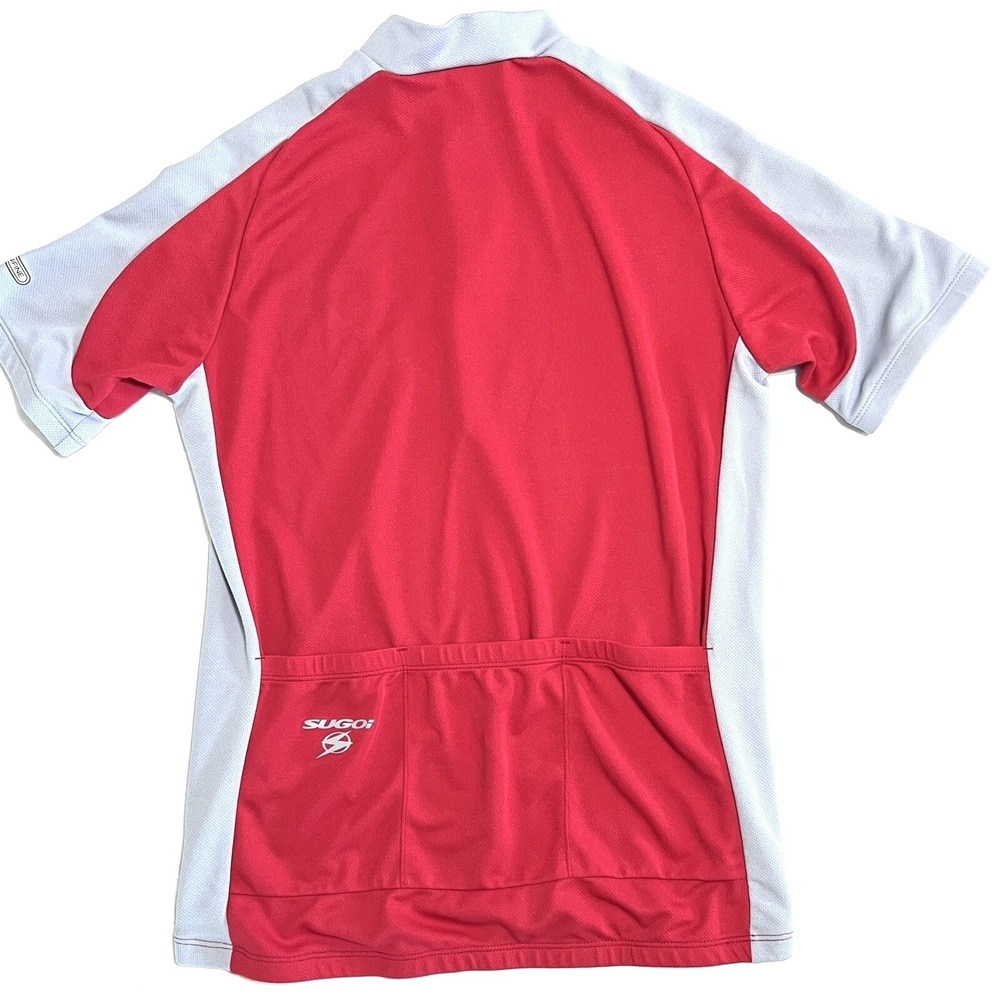 Sugoi Cycling Jersey Mens Large Red Grey Good Quarter Zip Rear Pockets Mesh